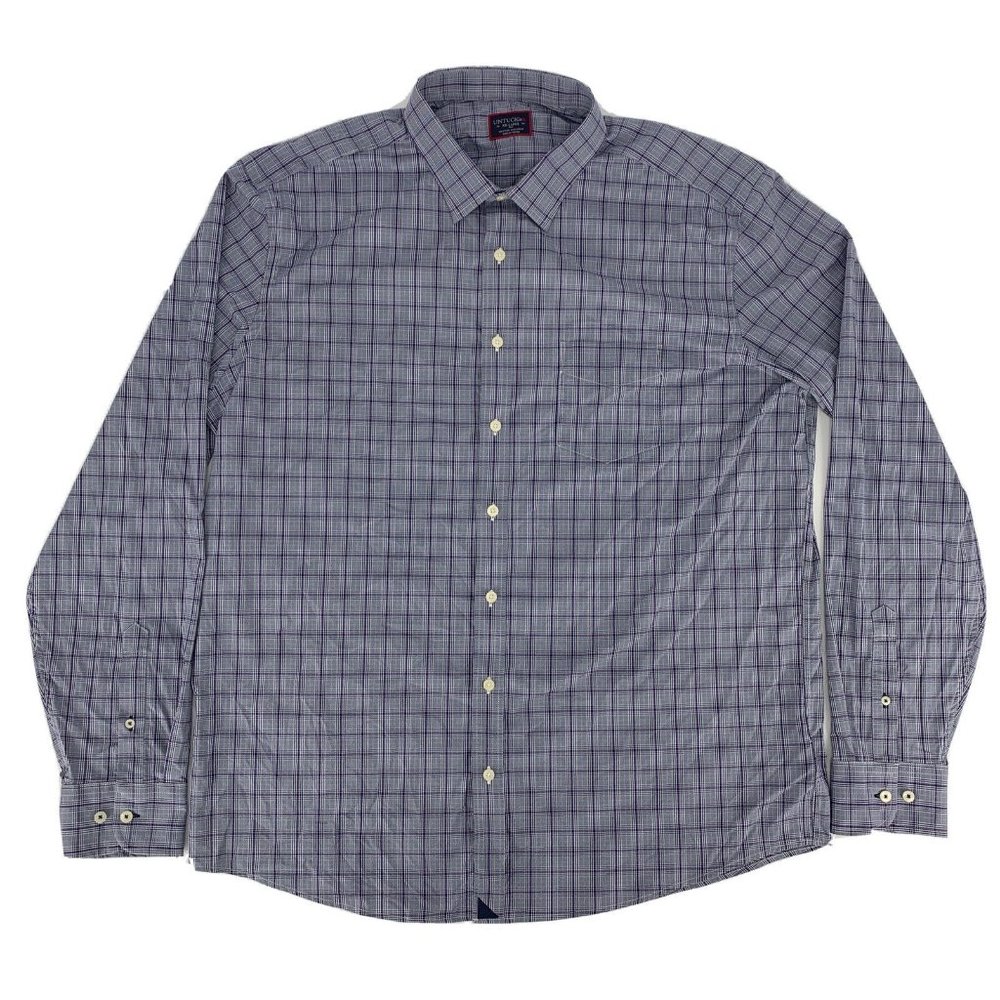 Men's UNTUCKit Narsai Long Sleeve Button Down Shirt Purple Gray Plaid XXL‎